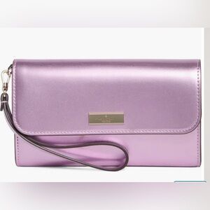 Kate Spade Kenzie Boxed Medium Flap Phone Wristlet Metallic Quartz Pink
